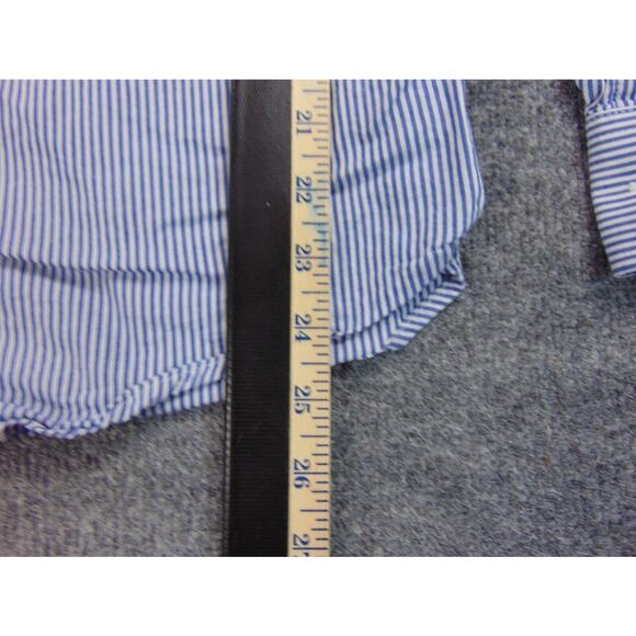 Cotton & Silk Shirt Mens Large 43 Blue White Striped Long Sleeve‎ Button Front - Picture 5 of 9